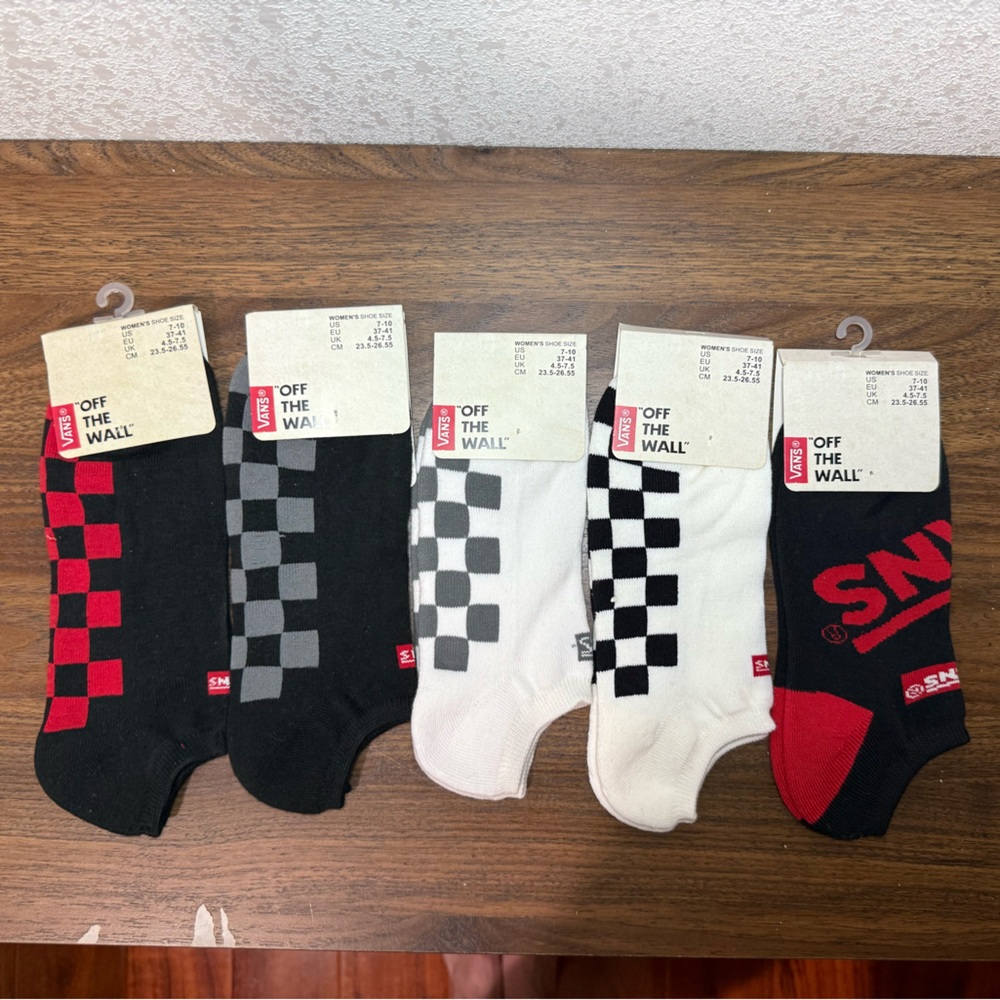 Vans Checker Men’s Ankle Socks 5 Pack Wholesale Misprint Size 6.5-9